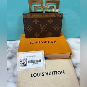 NWT Louis Vuitton LV Monogram Reverse Coated Canvas Card ID Holder Wallet